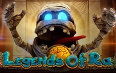 Превью слота Legends of Ra с египетскими символами и золотым скарабеем